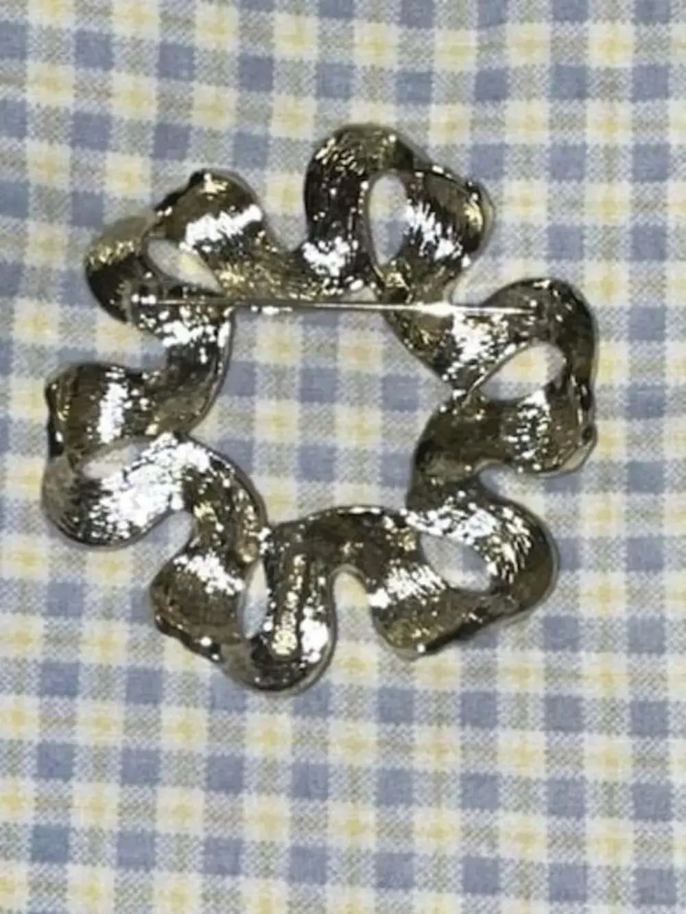 Vintage Sarah Coventry Brooch Ribbon Pendant Swirl Statement Estate Gold Tone